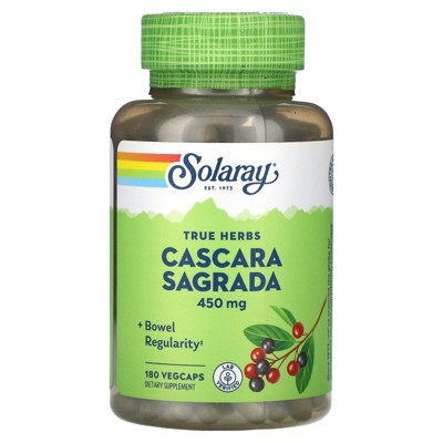 Solaray Cascara Sagrada, True Herbs, 450 mg, 180 VegCaps