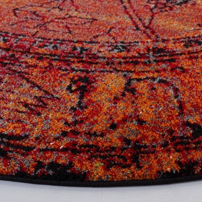 Handmade Red Round Synthetic Non-slip Area Rug