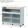 Kitchen Island Cart, Kitchen Cart with Drop Leaf, 2 Sliding Glass Doors, 2 Cabinet, 1 Open Shelf Rolling Mobile Cart with LED Light and Power Outlets - 2 of 4