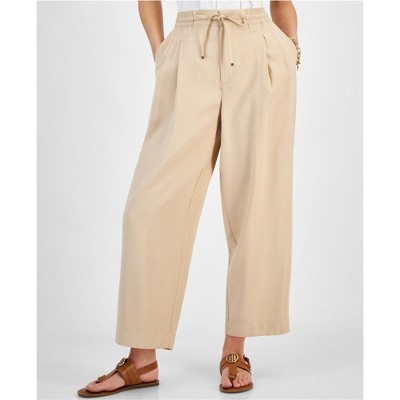 Tommy Hilfiger Womens Solid Pleated Casual Trouser Pants