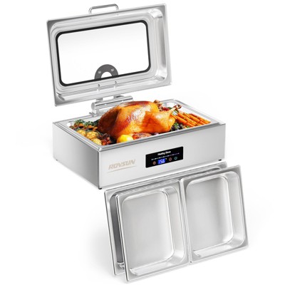 ROVSUN 9QT Electric Chafing Dishes for Buffet with Temperature Control Display & Glass Window for Party Catering