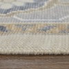 Gray Ivory and Blue Wool Floral Hand Knotted Area Rug With Fringe - 4 of 4