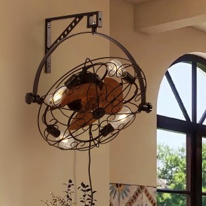 21 in. Industrial Wall Mounted Ceiling Fans with Remote and Lights for Patio Kitchen Covered Outdoor - 1 of 4