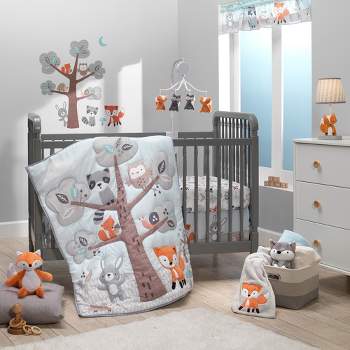 Bedtime Originals Woodland Friends Animals Mint/Gray 5-Piece Crib Bedding Set