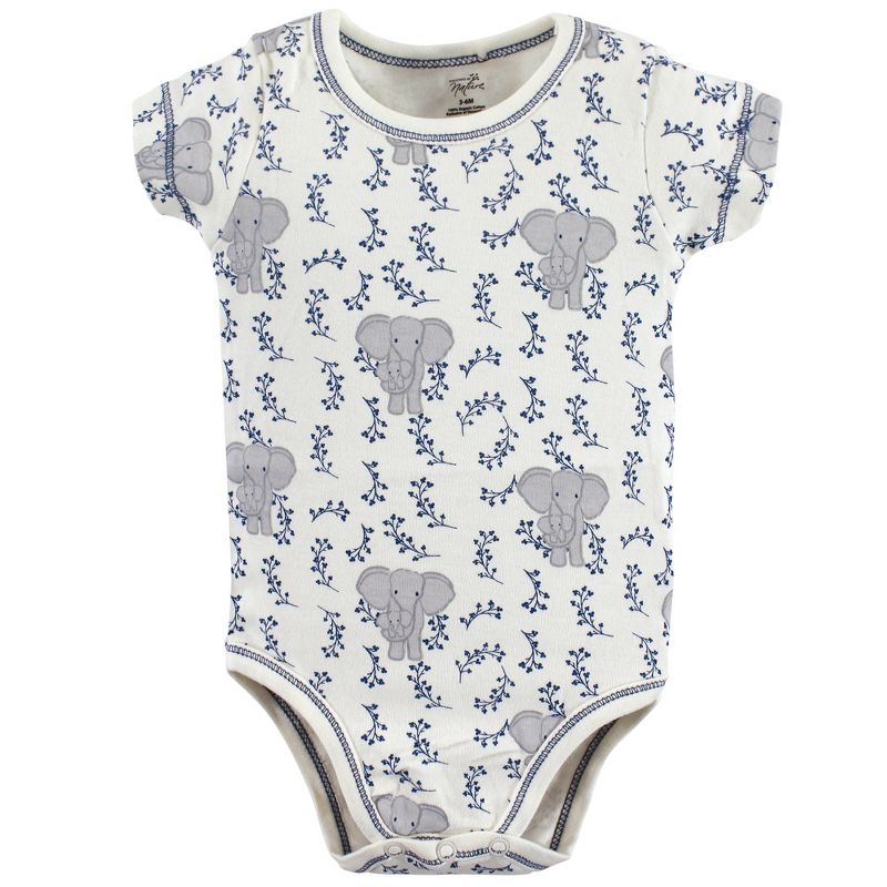 Touched by Nature Baby Boy Organic Cotton Bodysuits 3pk, Elephant, 4 of 6