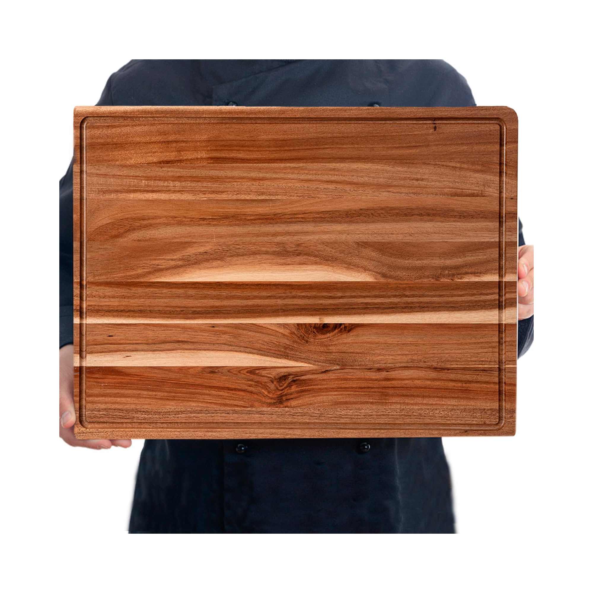Acacia Wood Cutting Board, 24" x 18" Oversized Carving and Serving Board with Juice Groove
