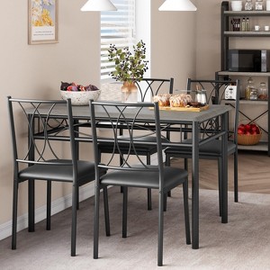 Dining Table Set for 4, Kitchen Table and Chairs, Dining Room Table Set w/4 Upholstered Chairs, Kitchen Table Set for Small Space, Apartment - 1 of 4