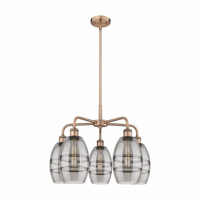 Vaz - 5 Light Stem Hung Chandelier In Industrial Style-13.63 Inches Tall and 23.88 Inches Wide