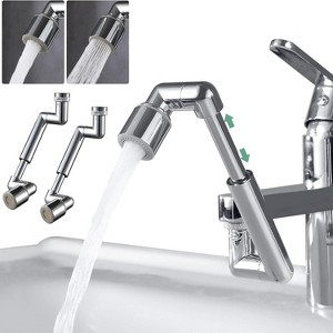 Attop ​​2-Pack 1440° Swivel Faucet Extender with Robotic Arm, Female/Male Thread Aerator with 2 Water Modes for Kitchen/Bathroom Sink, Chrome Plated - 1 of 4