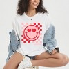 S.W.Smiley Checkered Heart Eyes Smiley - Women's Garment Dyed Graphic T-Shirt - 3 of 4