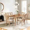 7 PCS Modern Style Dining Set for Dining Room, MDF Tabletop Dining Table, 6 Brown Wood Frame Dining Chairs with Anti-Slip Polyester Cushion-Baofuwish - 3 of 4