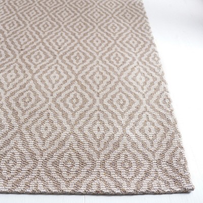 Taupe and Cream Wool Geometric Rectangular Area Rug