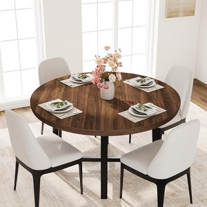 Nasitip 47" Round Industrial Dining Table for 4–6, Rustic Wooden Kitchen Table with Sturdy Metal Frame (No Chairs) - 1 of 3