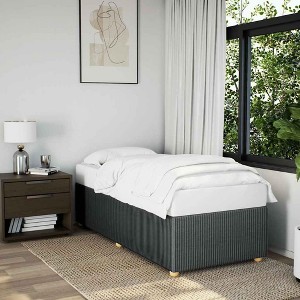 vidaXL Twin Upholstered Bed Frame - Dark Gray Fabric Slatted Mattress Base, 74.8" x 39.4", Modern Platform Bedstead - 1 of 4