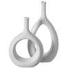 Uniquewise Contemporary White Ceramic Unique Shaped Flower Table Vase Centerpiece - 2 of 4