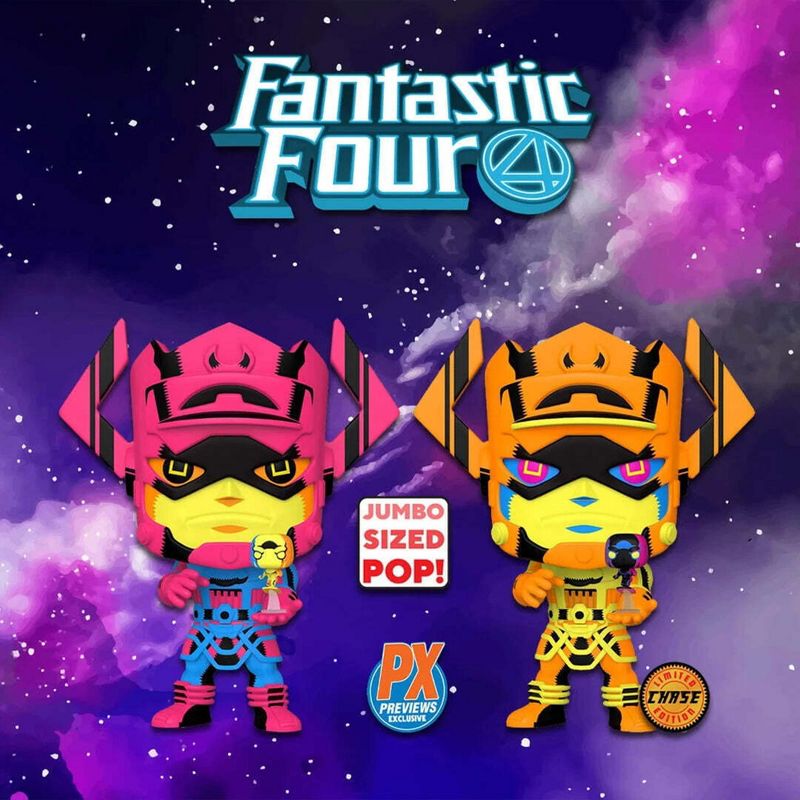Funko Marvel Jumbo Funko POP | Galactus with Silver Surfer (Black Light Version), 4 of 5