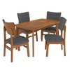 5-Piece Modern Dining Table Set with Rubberwood Frame and 4 Upholstered Chairs, Space-Saving Dining Set for Dining Room or Kitchen - Panipeachy - 2 of 4