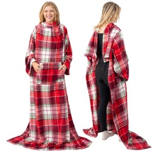 PAVILIA Fleece Wearable Blanket with Sleeves, Warm Cozy Soft Functional Lightweight Sleeved Throw Adults Men Women - 1 of 4