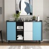 Yukimo 47"W Modern Sideboard Buffet Cabinet - Panel Drawers + Open Compartments + Enclosed Storage, Kitchen/Dining Room/Living Room/Study - 4 of 4