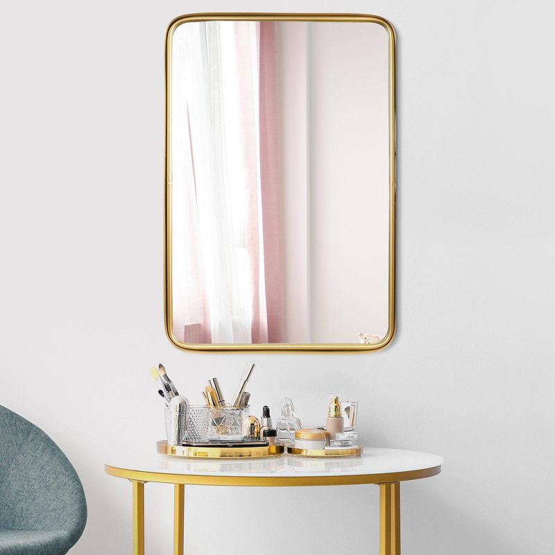 22.7&#34; x 34.5&#34; Thin Gold Raised Lip Metal Framed Rectangle Decorative Wall Mirror - Head West, 6 of 8