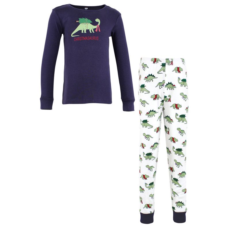 Hudson Baby Infant and Toddler Cotton Pajama Set, Christmasaurus, 1 of 5