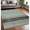 Gray And Light Green Wool Striped Hand Woven Area Rug - 2 of 4