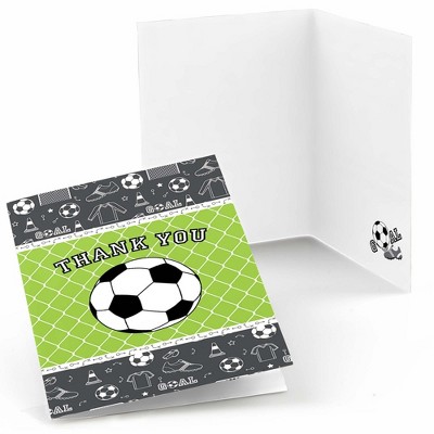 Big Dot of Happiness Goaaal - Soccer - Baby Shower or Birthday Party Thank You Cards (8 Count)
