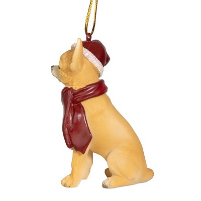 Festive Chihuahua Holiday Ornament with Santa Hat and Scarf