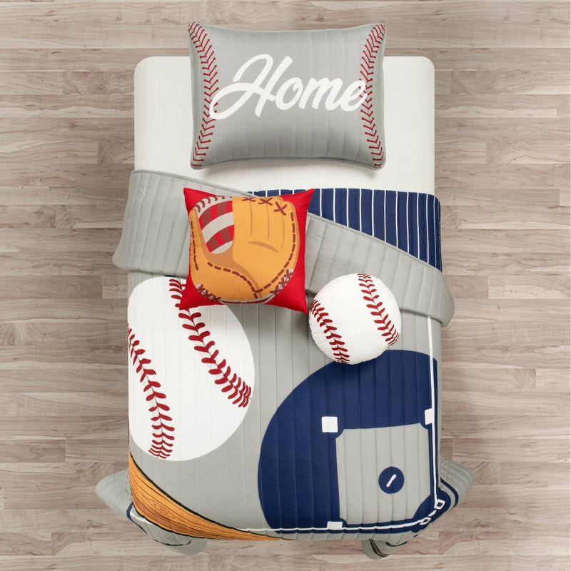 Baseball Game Reversible Oversized Quilt Set - Lush Décor, 1 of 9