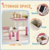 Lirago Kids Wood Table and 2 Chairs Set with Easy Wipe Tabletop Adjustable Height Children Activity Table Toddler Furniture Set with Storage Pink - 3 of 4