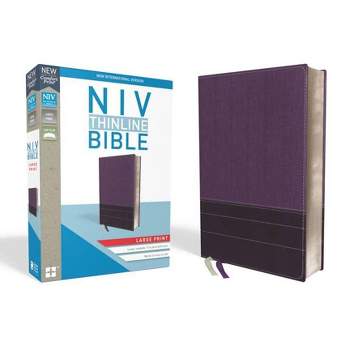 NIV, Thinline Bible, Large Print, Imitation Leather, Purple, Red Letter Edition - by  Zondervan (Leather Bound)