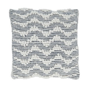 18"x18" Textured Chevron Design Square Throw Pillow Cover Blue - Saro Lifestyle: Bohemian, Cotton, Zipper Closure - 1 of 4