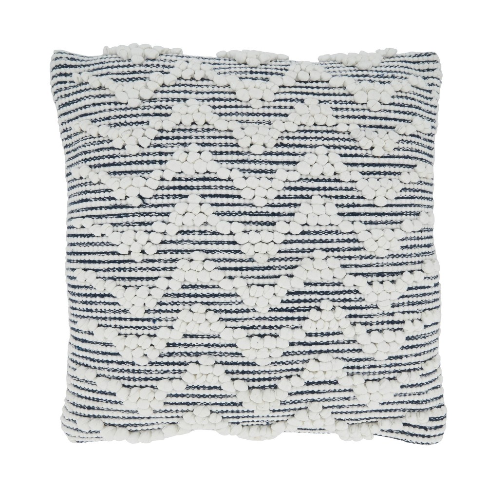 Photos - Pillowcase 18"x18" Textured Chevron Design Square Throw Pillow Cover Blue - Saro Life