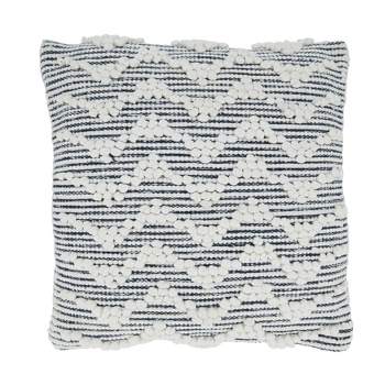 18"x18" Textured Chevron Design Square Throw Pillow Cover Blue - Saro Lifestyle