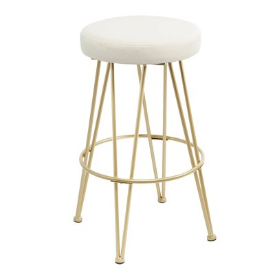 29" Upholstered Backless Barstool with Round Seat Cream/Gold - Silverwood