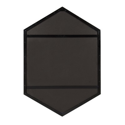 Elegant Hexagon Black Iron Wall Mirror, 31x22 Inch