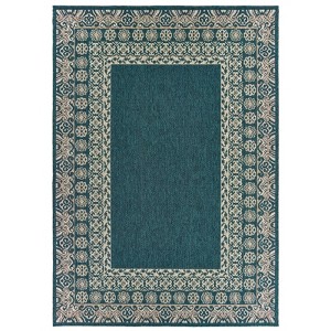 Landry Border Patio Rug Blue/Gray - 1 of 3