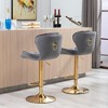 Kumasinova Set of 2 Tufted Velvet Counter Height Bar Stools – Adjustable Height, Swivel Bar Stools with Gold Base for Kitchen Island, Home Bar - 3 of 4