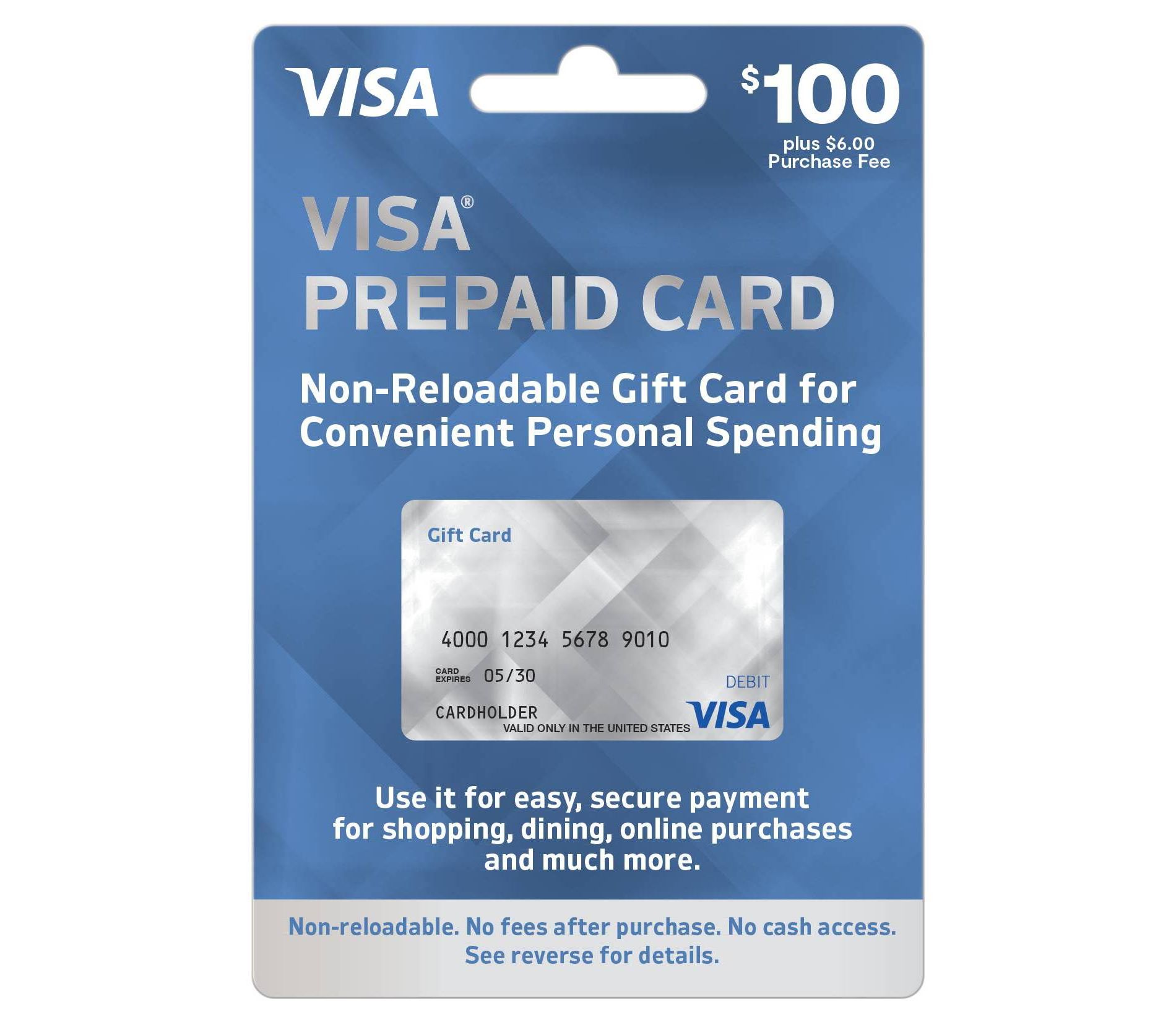Visa Prepaid GiftCard - $100 + $6 Fee