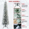 YOOCOZZ Trendy Christmas Decor- Flocked Pencil Snowy PVC Xmas Tree, Warm White LED Lights, Slim Tips, Metal Stand, Space-Saving Design, Easy Setup - 3 of 4