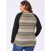 Agnes Orinda Women's Plus Size Floral Animal Print Stripe Raglan Long Sleeve Blouses - 4 of 4