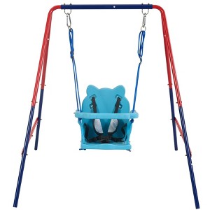 RUVALINO Playground Swings for Outdoor Swing Set, Children Outdoor Playset Place, Suitable for Garden, Courtyard, Multicolored,66.93”*61.03”*67.72" - 1 of 4