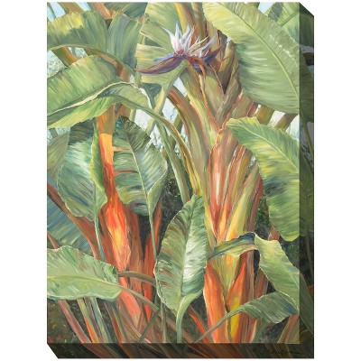 Cottage Garden West of The Wind Hidden Paradise Green, Red 30 x 40 Inch Waterproof Gallery Wrapped Canvas, Outdoor Garden, Yard, Patio All Weather