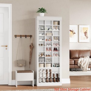10-Tier Shoe Storage Cabinet, Tall Wooden Shoe Rack with 27 Cubbies, Freestanding Shoe Organizer for Entryway, Living Room - 1 of 4