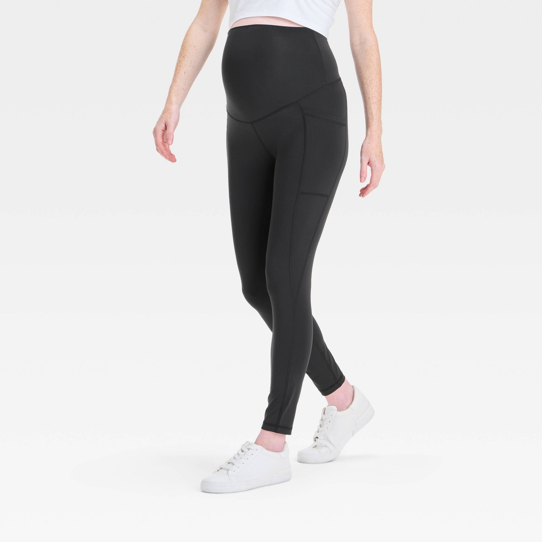 Over Belly High-Rise Performance Pocket Active Maternity Leggings - Isabel Maternity by Ingrid & Isabel™ Black M: Recycled Polyester