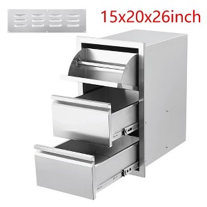 15x20x26 inch Triple Drawer Outdoor Kitchen BBQ Island Stainless Steel With Vent - 1 of 4