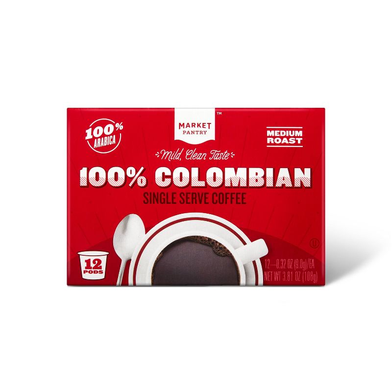  Colombian Medium Roast Coffee - Single Serve Pods - Market Pantry™, 1 of 6