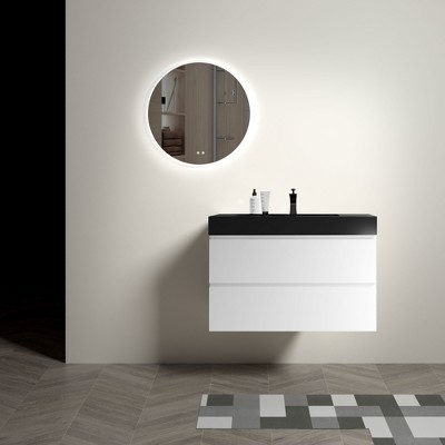 NicBex Floating Bathroom Vanity with Sink,Bathroom Sink Vanity with 2 Drawers,35.8 inch Bathroom Sink Cabinet without Drain and Faucet,Pre-assembled