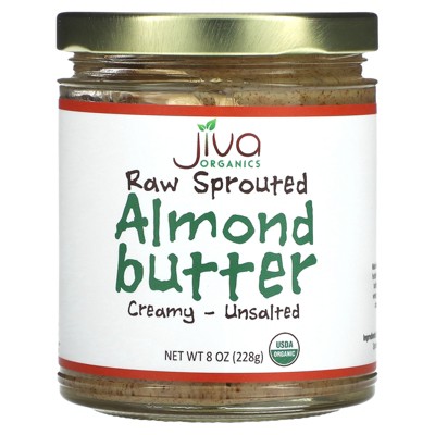 Jiva Organics Raw Sprouted Almond Butter, Creamy - Unsalted, 8 oz (228 g)