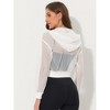 INSPIRE CHIC Women's Zip Up Fashion Mesh Sheer Hoodie Bomber Jackets with Pocket - 3 of 4